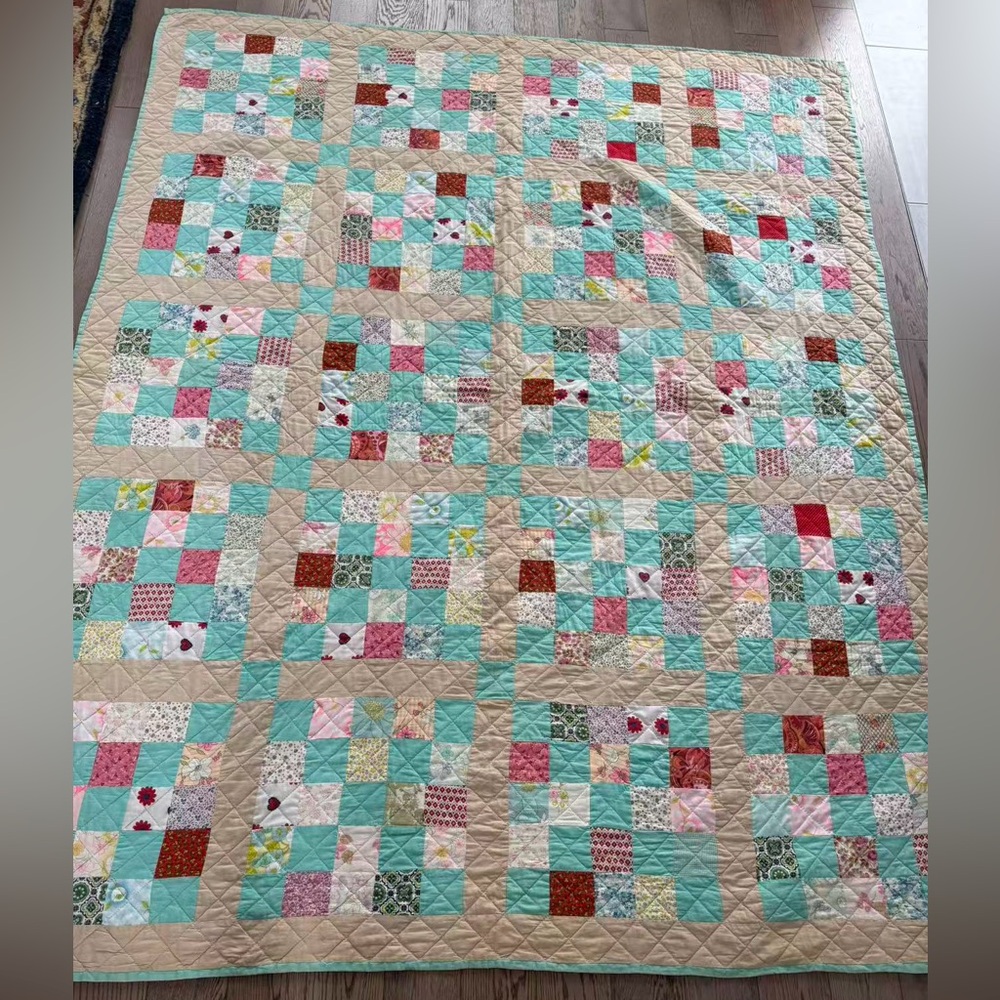 Handmade Patchwork Quilt – 75” x 92”